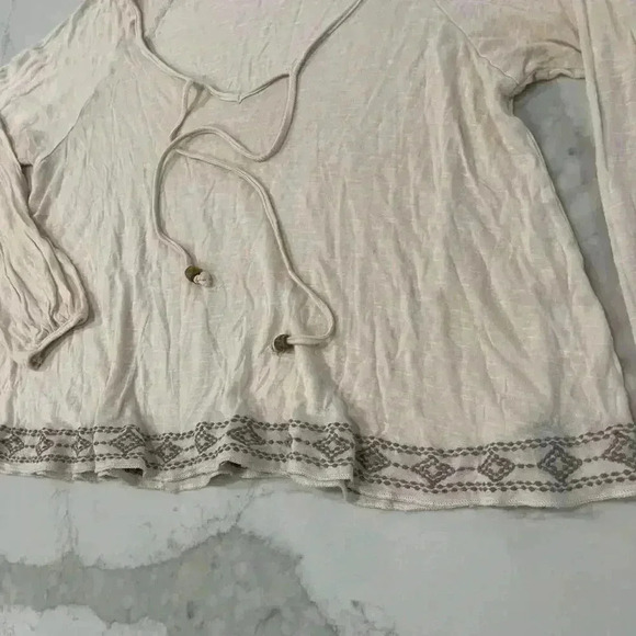 H.I.P. Ivory Boho Long Sleeve Cottagecore Flowy Peasant Top Women’s Size Small - Picture 2 of 4